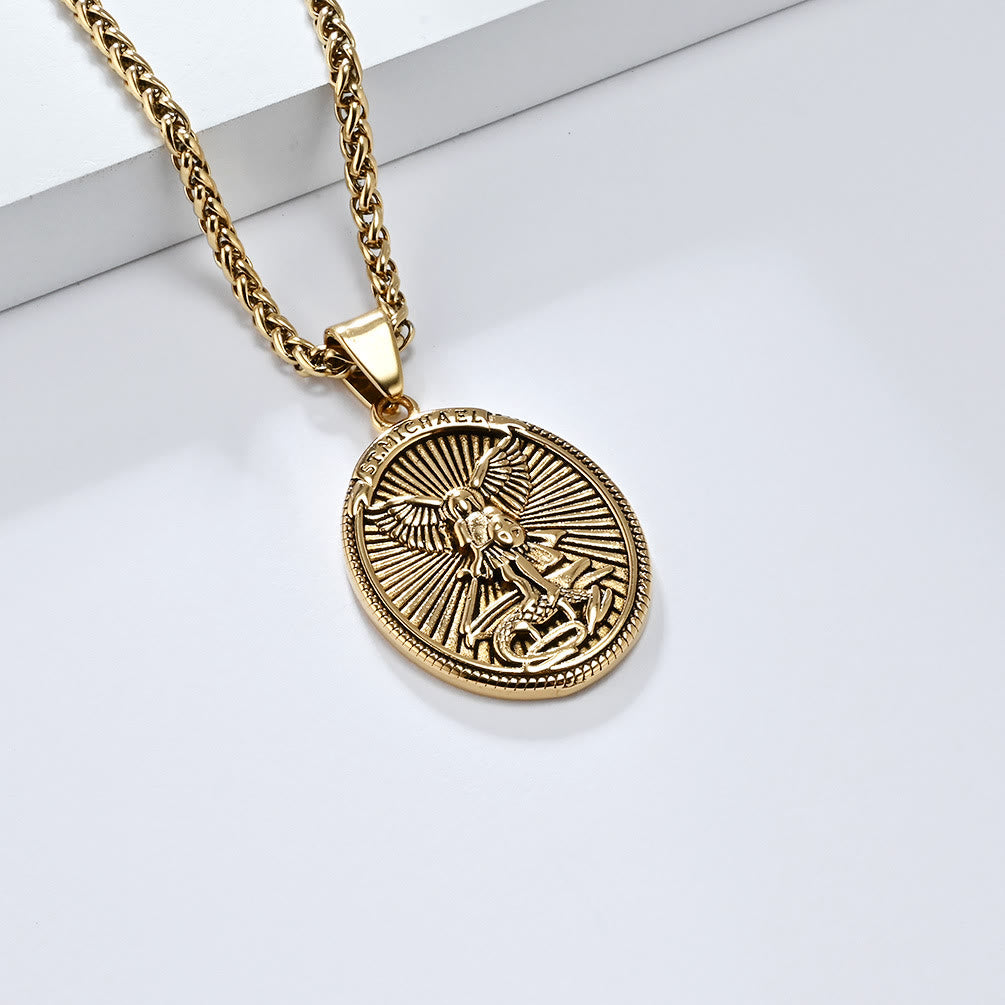 Collier avec pendentif classique Saint Michel Archange Éphésiens 6:10