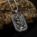 Collier avec pendentif en acier inoxydable sculpté Archange Saint Michel protégez-nous, style rétro