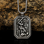 Collier avec pendentif en acier inoxydable sculpté Archange Saint Michel protégez-nous, style rétro