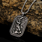 Collier avec pendentif en acier inoxydable sculpté Archange Saint Michel protégez-nous, style rétro