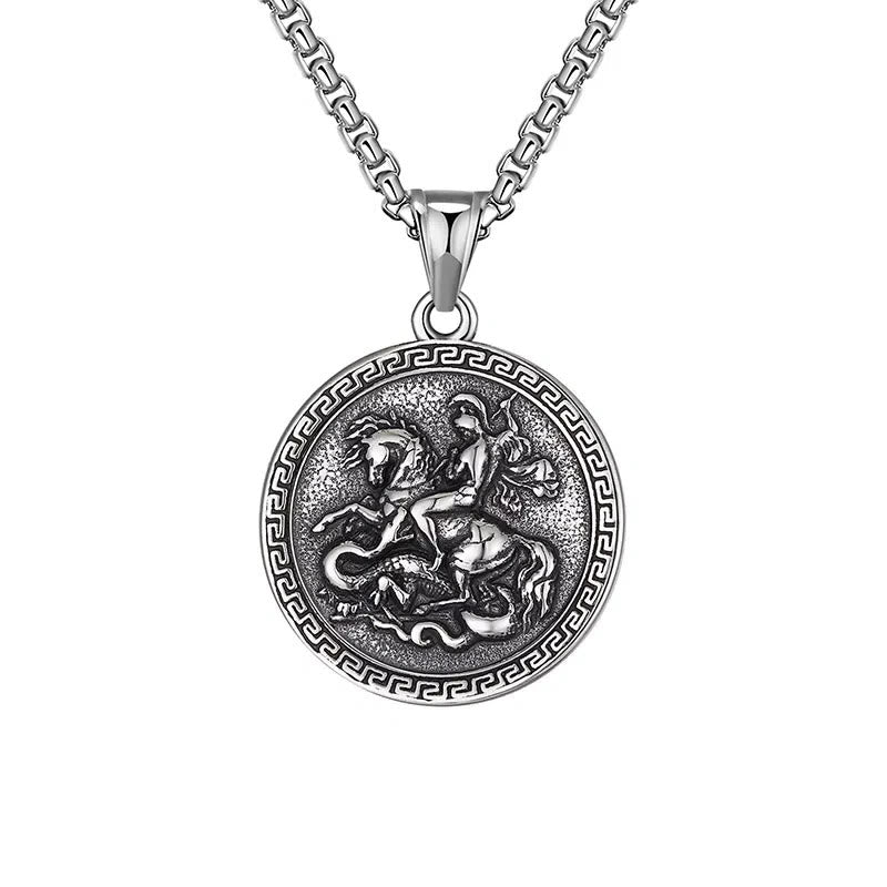 Collier pendentif Saint-Georges terrassant le dragon, style classique