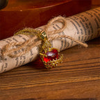 Collier Pendentif Cœur Sacré de Jésus en Pierres Précieuses Rouges Style Moderne