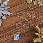 Collar con colgante de esmalte en relieve de Medalla Milagrosa Sagrada de estilo clásico
