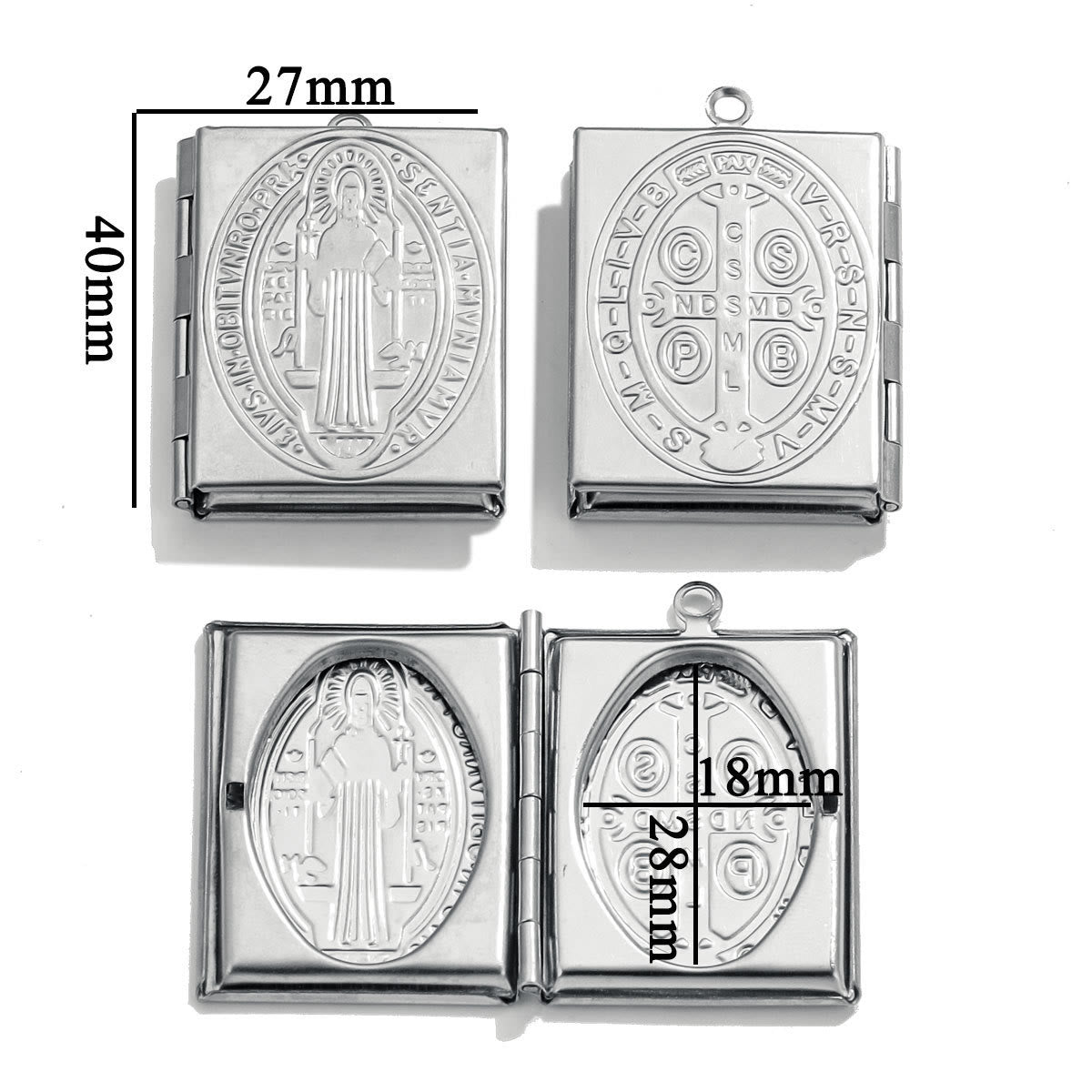 Pendentif Collier Boîte Photo Style Moderne Saint Benoît et Marie