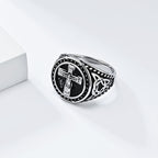 Bague chevalière croisée médiévale style vintage