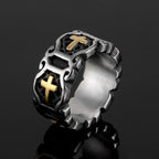 Anillo de patrón elegante de Cruz Sagrada de estilo moderno