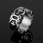 Anillo de patrón elegante de Cruz Sagrada de estilo moderno