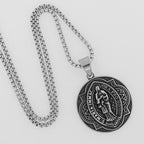 Collar con colgante redondo de estilo retro con patrón de la Virgen María