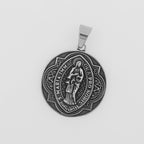 Collar con colgante redondo de estilo retro con patrón de la Virgen María