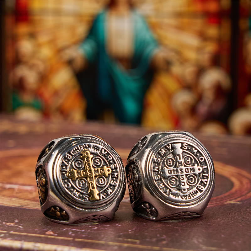 Anillo Bendición San Benito Cruz Estilo Clásico