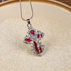 Collier pendentif croix de Jésus de style classique 4 couleurs