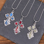 Collier pendentif croix de Jésus de style classique 4 couleurs