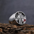 Bague Croix Templière Style Rétro Classique Foi Divine