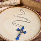 Collier pendentif de protection, style rétro multicolore, crucifié classique, pour la foi