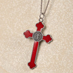 Collier pendentif de protection, style rétro multicolore, crucifié classique, pour la foi