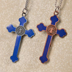 Collier pendentif de protection, style rétro multicolore, crucifié classique, pour la foi