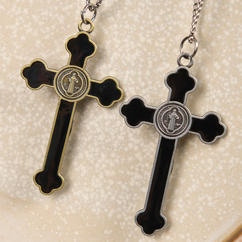 Collier pendentif de protection, style rétro multicolore, crucifié classique, pour la foi