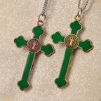 Collier pendentif de protection, style rétro multicolore, crucifié classique, pour la foi