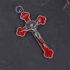 Collier pendentif de protection, style rétro multicolore, crucifié classique, pour la foi