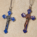 Collier pendentif de protection, style rétro multicolore, crucifié classique, pour la foi