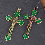 Collier pendentif de protection, style rétro multicolore, crucifié classique, pour la foi