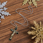 Collier pendentif de protection, style rétro multicolore, crucifié classique, pour la foi
