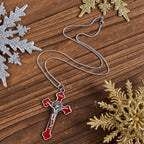 Collier pendentif de protection, style rétro multicolore, crucifié classique, pour la foi
