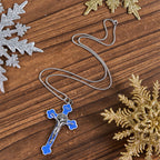 Collier pendentif de protection, style rétro multicolore, crucifié classique, pour la foi