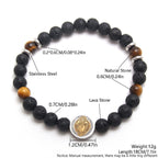 Pulsera de Piedra Volcánica y Ojo de Tigre Amarillo con San Benito