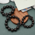 Pulsera de rosario de sándalo negro con cruz clásica de Jesucristo