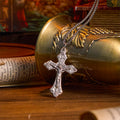 Collier avec pendentif crucifix de Jésus en feuilles de vigne, motif rétro exclusif, fabrication artisanale