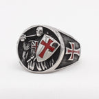 Bague style classique rétro à 2 couleurs, écu des Chevaliers du Temple, protégez votre foi