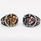 Bague style classique rétro à 2 couleurs, écu des Chevaliers du Temple, protégez votre foi
