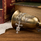 Exclusivo Crucifijo Artesanal de Jesús con Colgante de Collar de Bendición de Ángeles