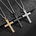 Collar con colgante de cruz y fe con icono "TODO LO PUEDO" de estilo minimalista