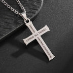 Collar con colgante de cruz y fe con icono "TODO LO PUEDO" de estilo minimalista