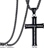 Collar con colgante de cruz y fe con icono "TODO LO PUEDO" de estilo minimalista
