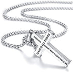 Collar con colgante de cruz y fe con icono "TODO LO PUEDO" de estilo minimalista