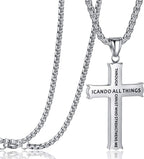 Collar con colgante de cruz y fe con icono "TODO LO PUEDO" de estilo minimalista