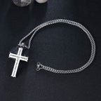 Collar con colgante de cruz y fe con icono "TODO LO PUEDO" de estilo minimalista