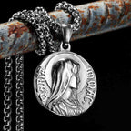 Collar con Colgante de Icono Clásico de Jesús y María a Doble Cara