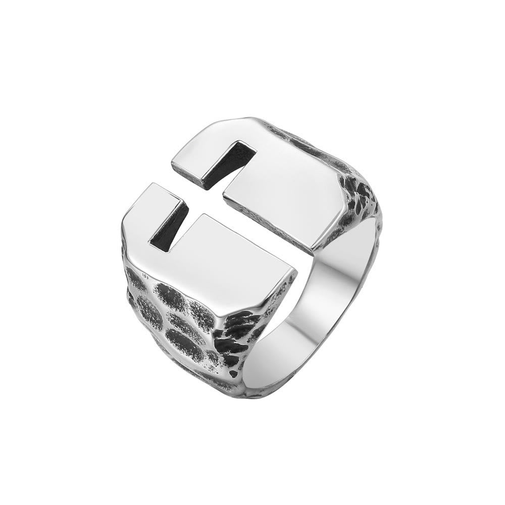 Anillo de fe de acero inoxidable grabado con cruz estilo minimalista de 3 colores