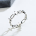 Bague de foi gravée en croix style rétro minimaliste