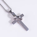 Collier pendentif minimaliste en forme de croix avec anneau et verset biblique
