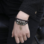 Pulsera de cordón de cuero ajustable con el pez de Jesús retro