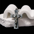 Collar con colgante de acero de titanio con cruz de Jesús y patrón de árbol de estilo retro