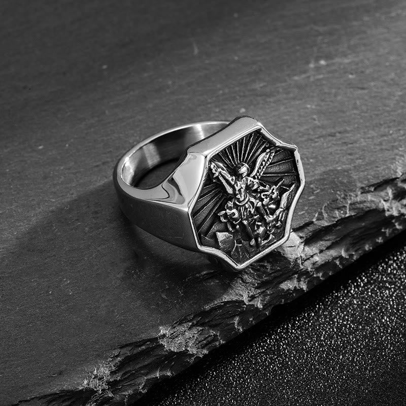 Anillo Exclusivo del Arcángel San Miguel Hecho a Mano - Expresión de Fe Diaria