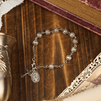 Medalla Milagrosa y Crucifijo Pulsera Casual Sencilla Ajustable