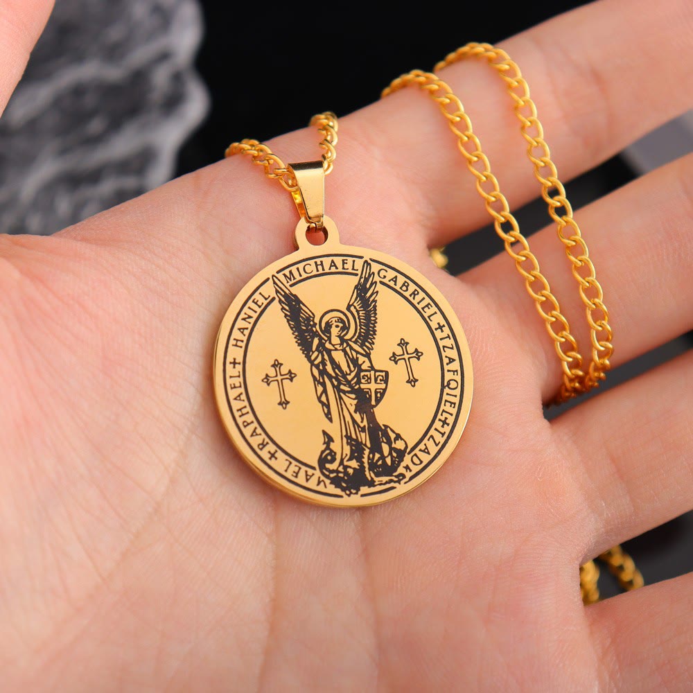 Collier médaillon Archange Saint Michel - Connectez-vous avec les Gardiens Célestes
