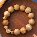 Chapelet portable élastique en bois d'olivier et perles roses